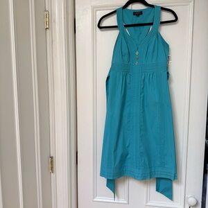 Tahari Sleeveless Teal Midi Dress with Elegant Details and Back Belt Tie, Size 2